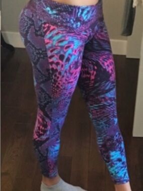 Women’s Multicolor Patterned Leggings - Purple & Blue